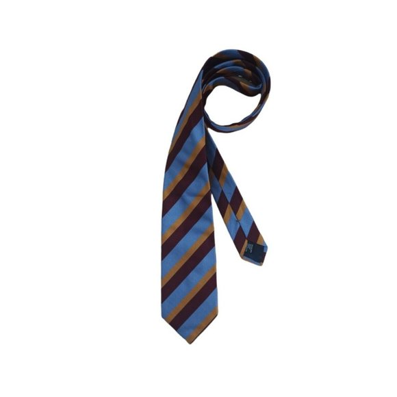 Boggi BOGGI MILANO Striped Silk Blend Tie ITALY 59”/ 3.4” EC  BOGGI Blue Striped Silk Blend Tie ITALY 59”/ 3.4” EC